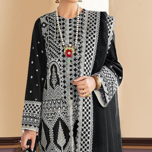 Black Embroidered Georgette Partywear Pakistani Suit - Peachmode