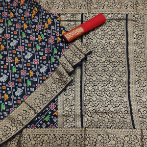 Black Festive Wear Patola Printed Art Silk Saree - Peachmode