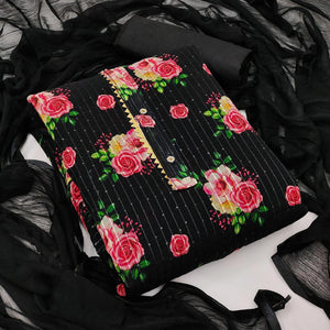 Black Festive Wear Sequence Embroidered Georgette Dress Material - Peachmode