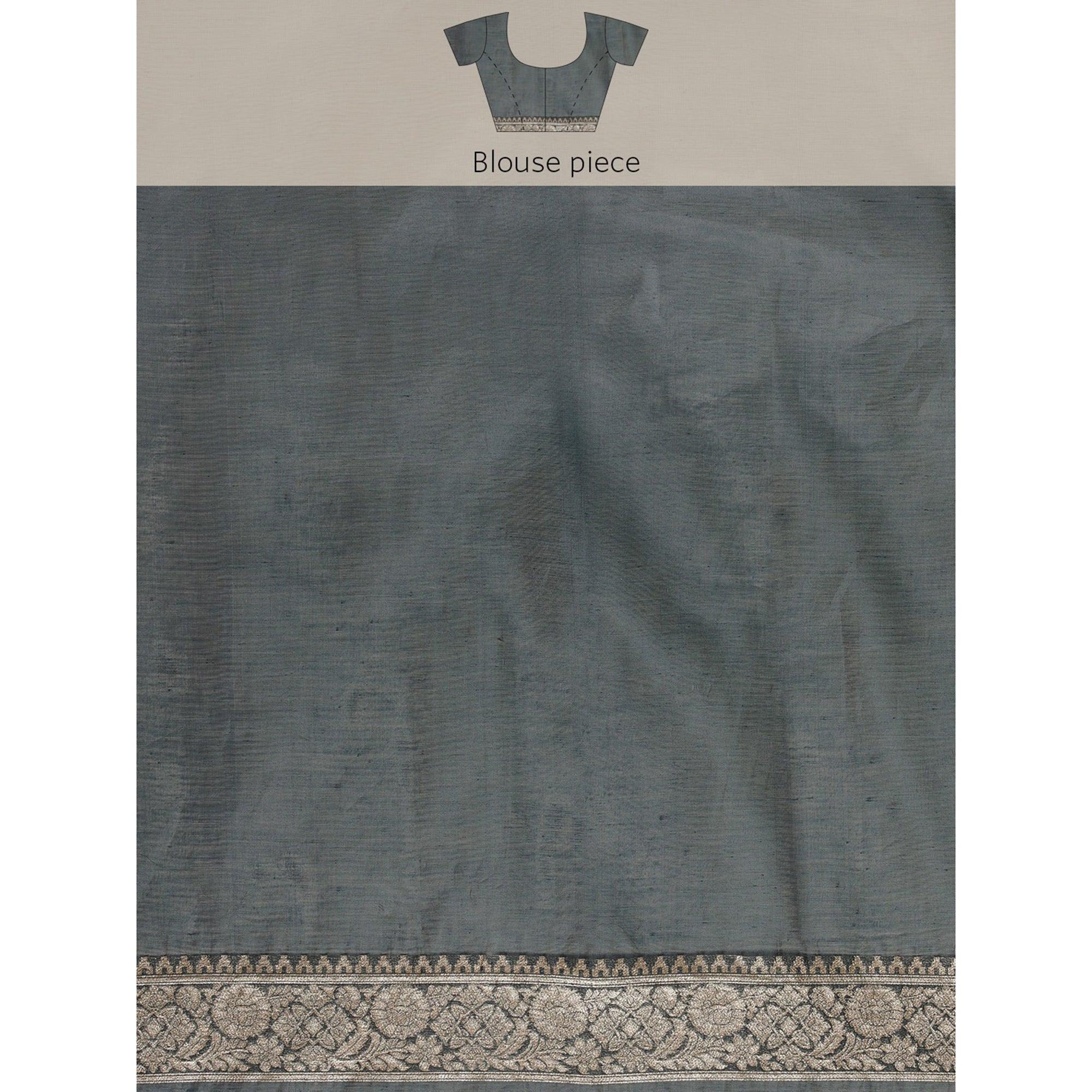 Black Festive Wear Weaving Banarasi Silk Saree - Peachmode