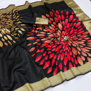 Black Festive Wear Woven Art Silk Saree - Peachmode