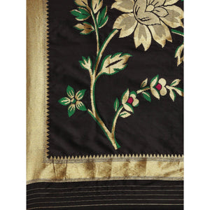 Black Festive Wear Woven Kanjivaram Silk Saree - Peachmode