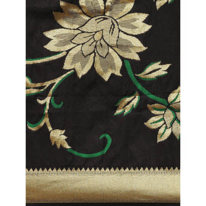 Black Festive Wear Woven Kanjivaram Silk Saree - Peachmode