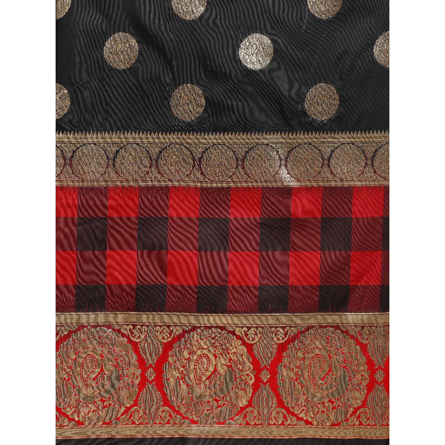 Black Festive Wear Woven Kanjivaram Silk Saree - Peachmode