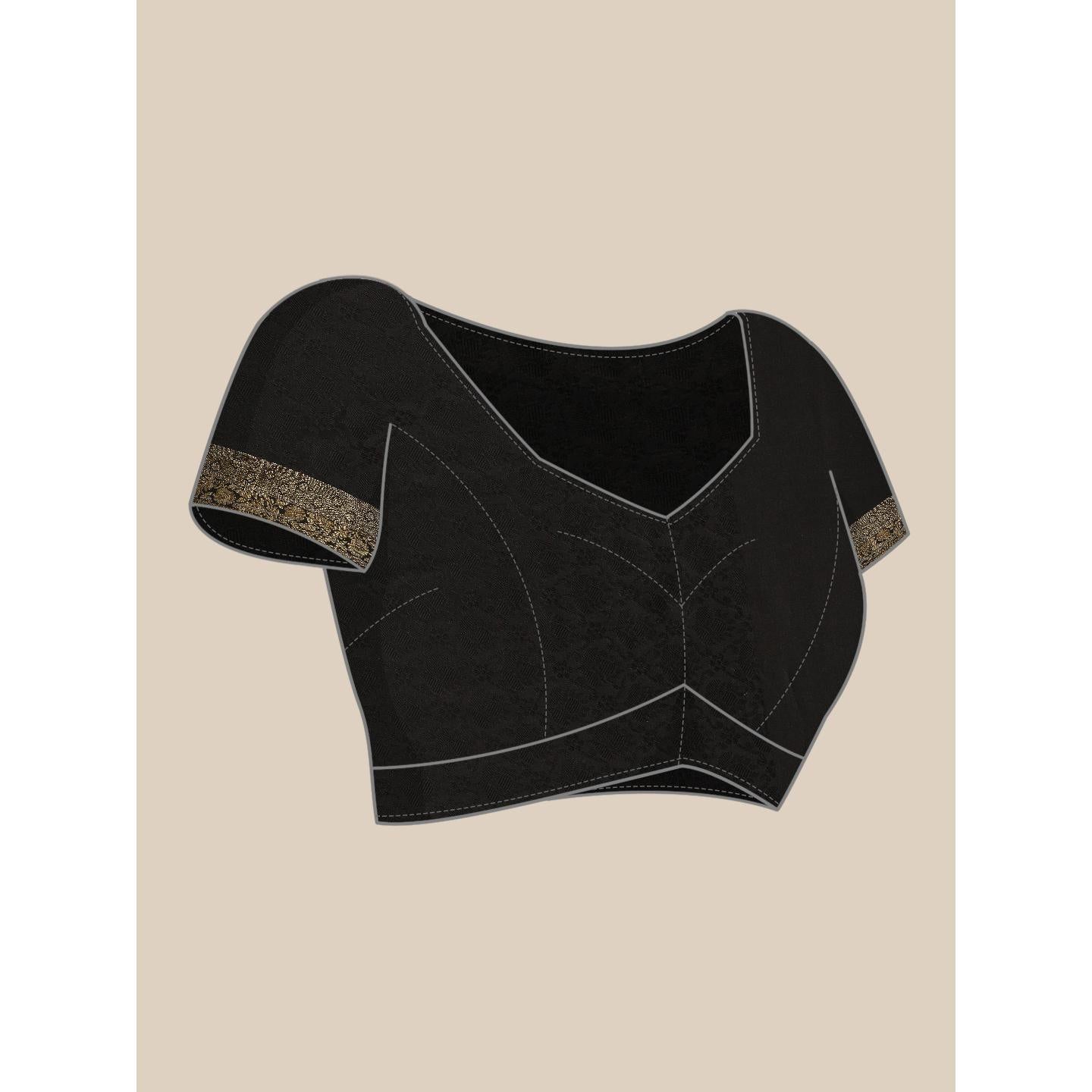 Black Festive Wear Woven Kanjivaram Silk Saree - Peachmode