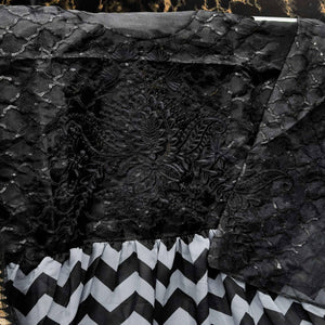 Black - Offwhite Partywear Digital Printed Heavy Georgette Pakistani Style Suit - Peachmode