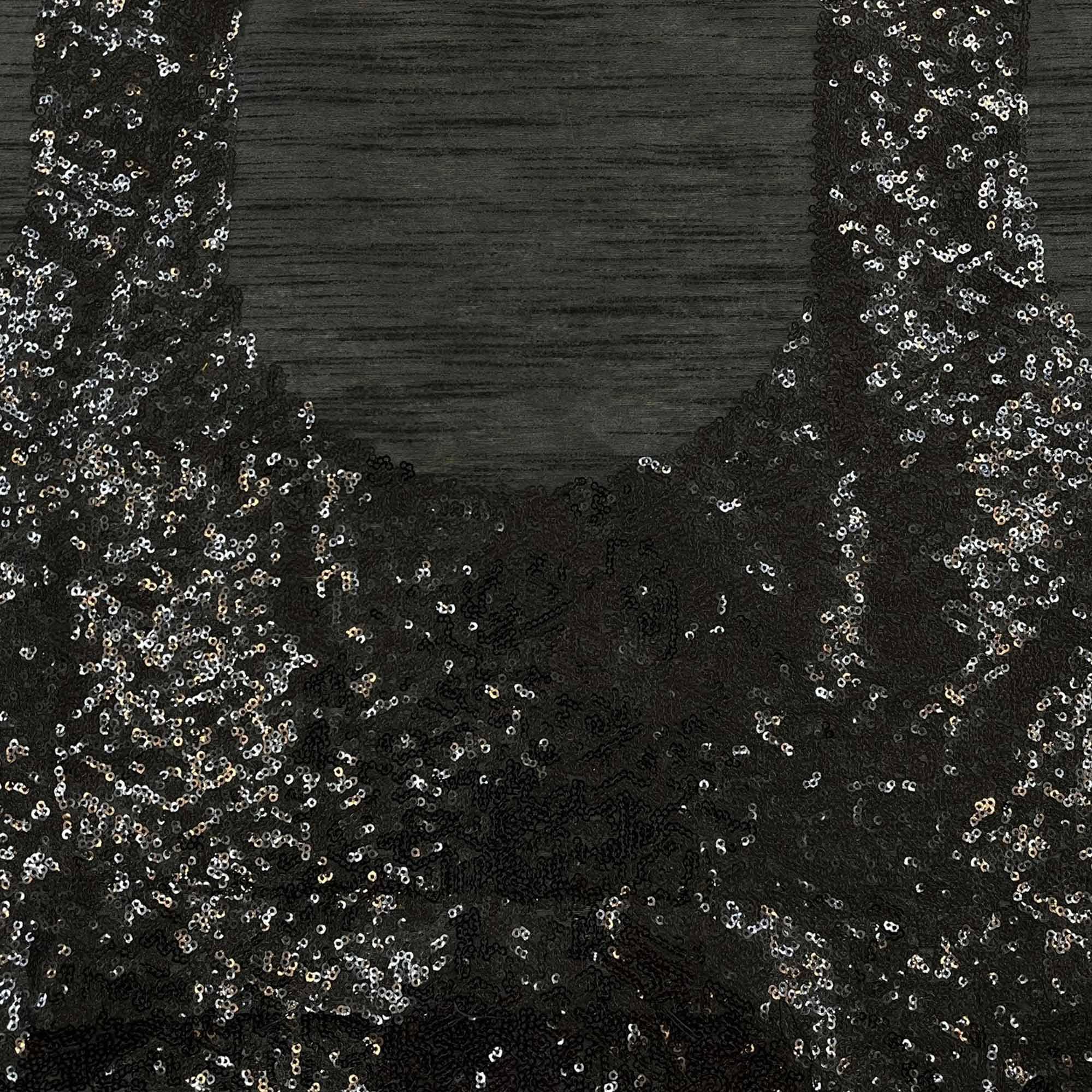 Black Party Wear Embellished Georgette Saree - Peachmode