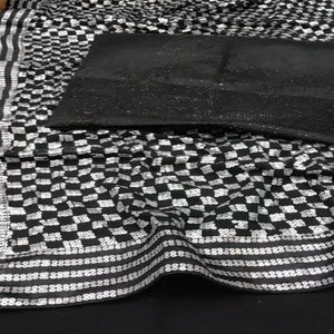 Black Partywear Embellished With Sequins Georgette  Saree - Peachmode