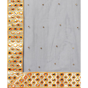 Black Partywear Embroidered & Mirror Work Heavy Soft Net Lehenga - Peachmode