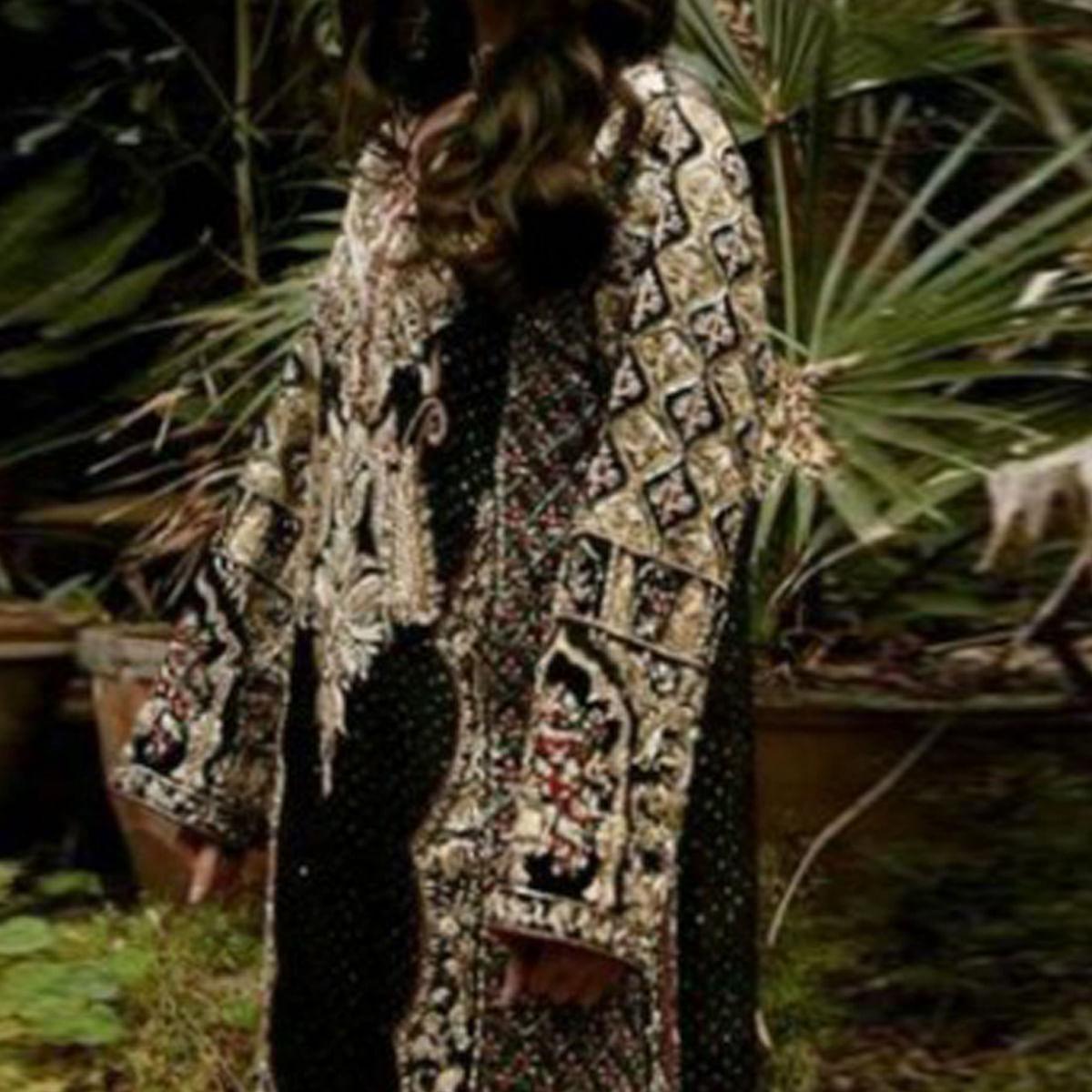 Black Partywear Embroidered Heavy Net Pakistani Suit - Peachmode