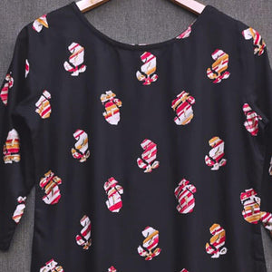 Black Printed Rayon Top - Peachmode