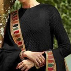 Black Sequence Embroidered Georgette Salwar Suit - Peachmode
