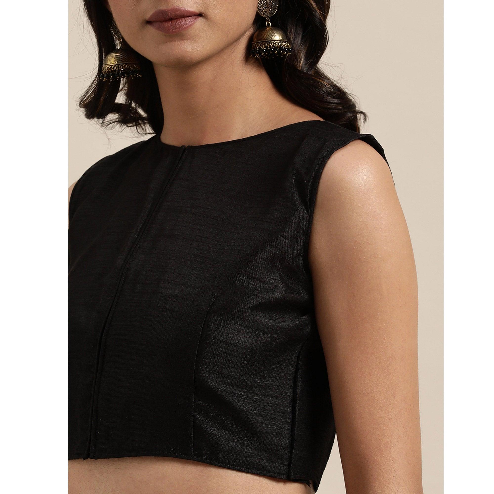 Black Sequence Embroidered Georgette Saree - Peachmode