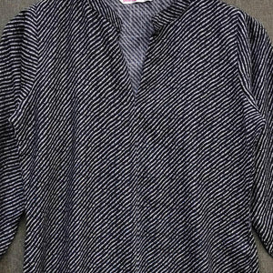 Black Striped Printed Rayon Top - Peachmode