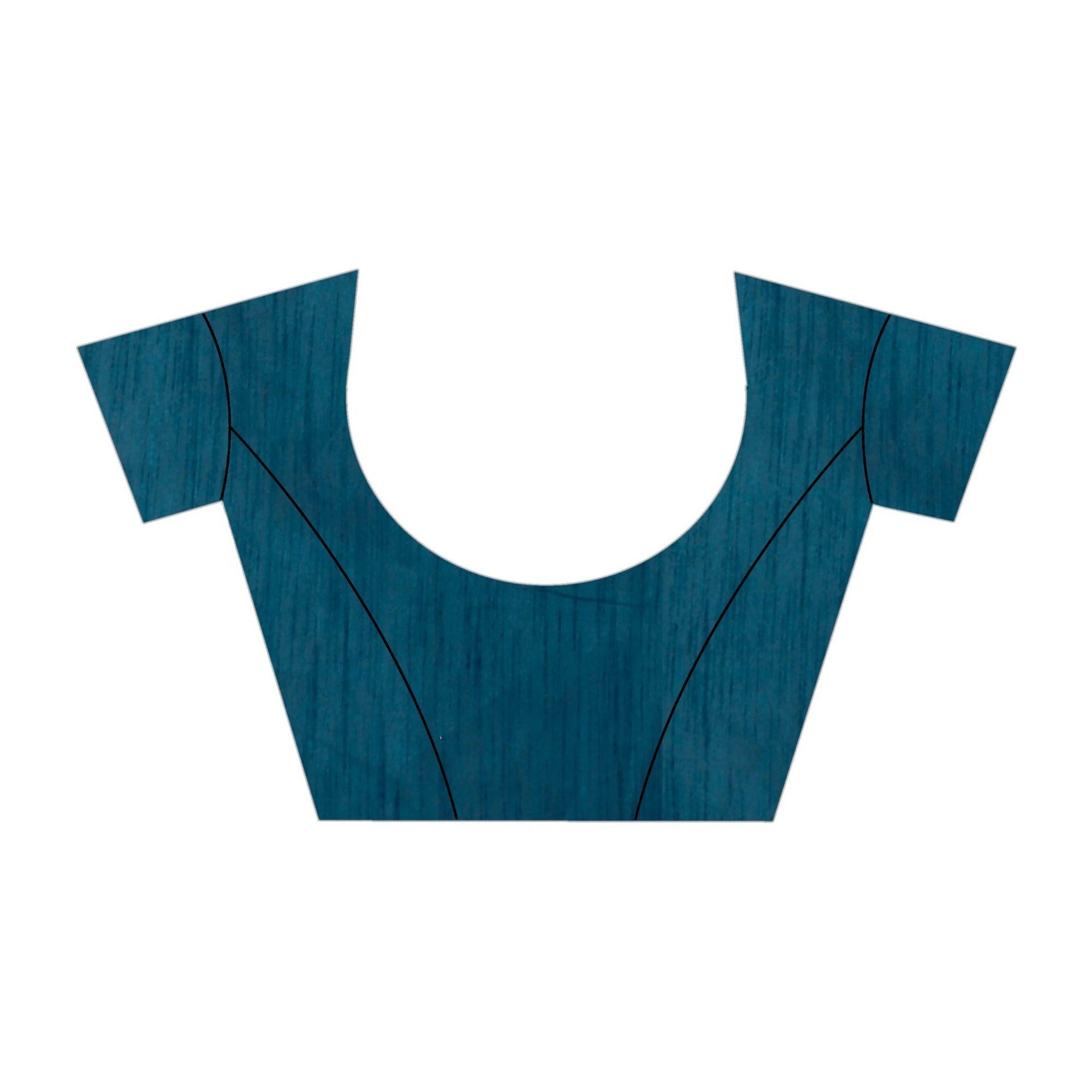 Blissful Blue Colored Casual Wear Printed Cotton Saree - Peachmode