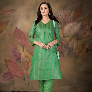 Blissful Green Colored Casual Wear Printed Cotton Kurti - Peachmode