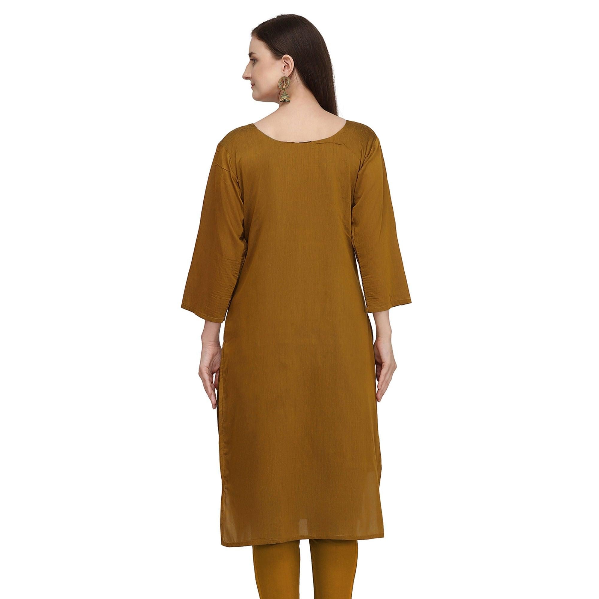 Blissful Mehendi Green Colored Partywear Embroidered Viscose Kurti - Peachmode