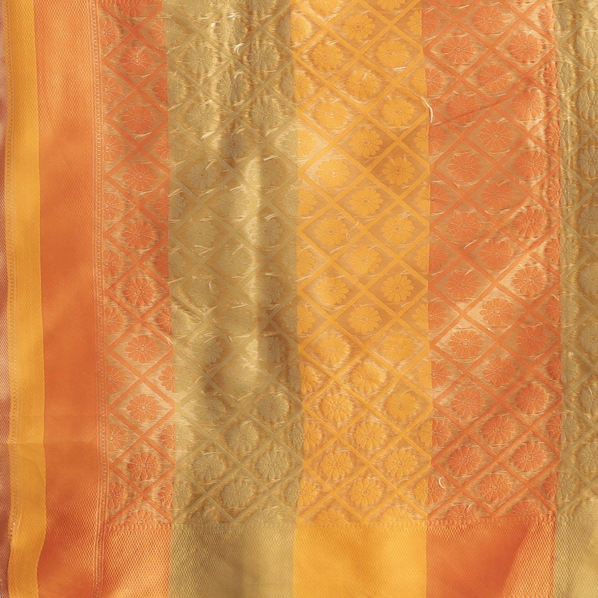 Blissful Multi Colored Festive Wear Woven Silk Blend Saree - Peachmode