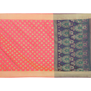 Blissful Peach Colored Festive Wear Woven Art Silk Saree - Peachmode