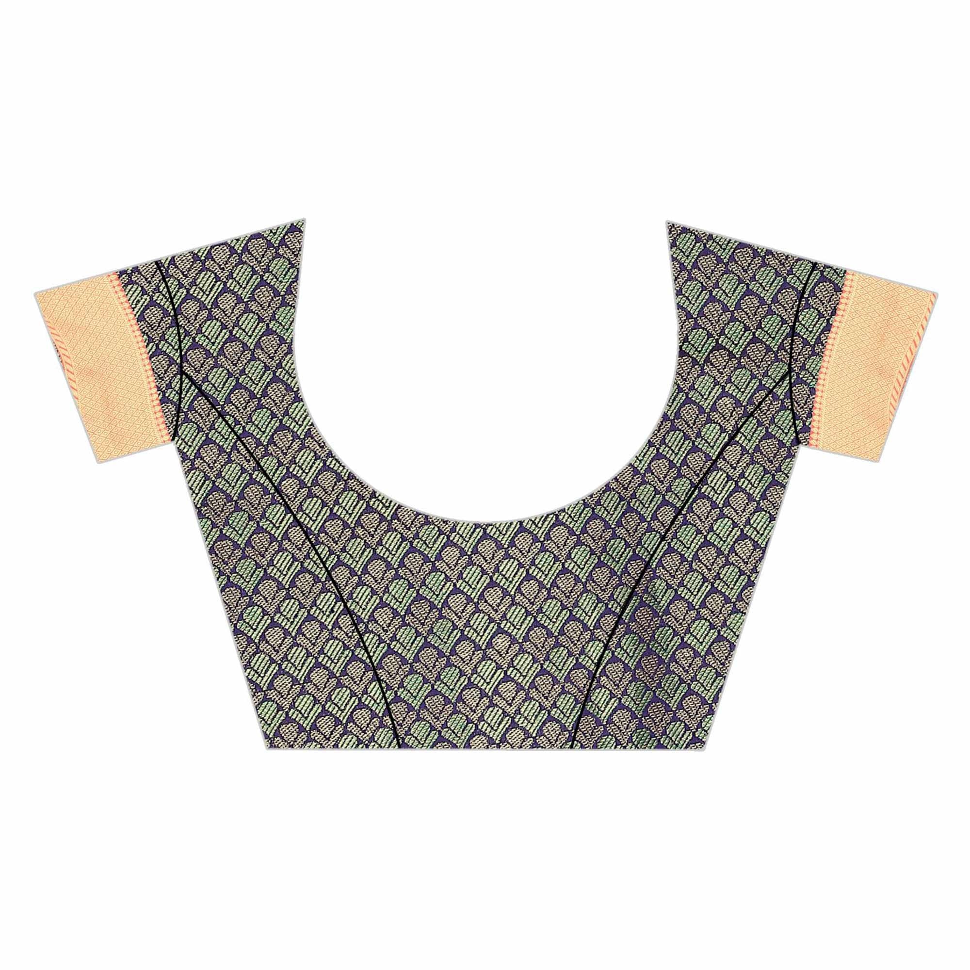 Blissful Peach Colored Festive Wear Woven Art Silk Saree - Peachmode