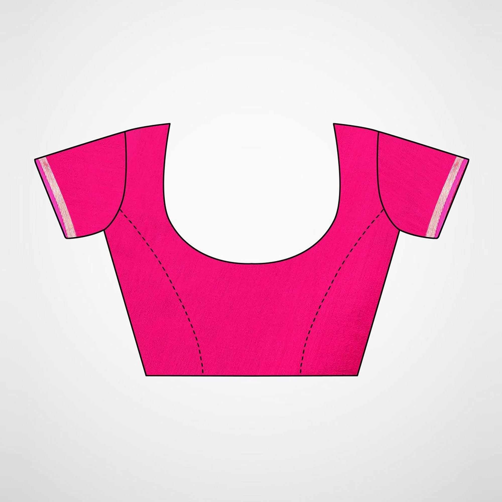 Blissful Pink Colored Casual Wear Printed Chiffon Saree - Peachmode