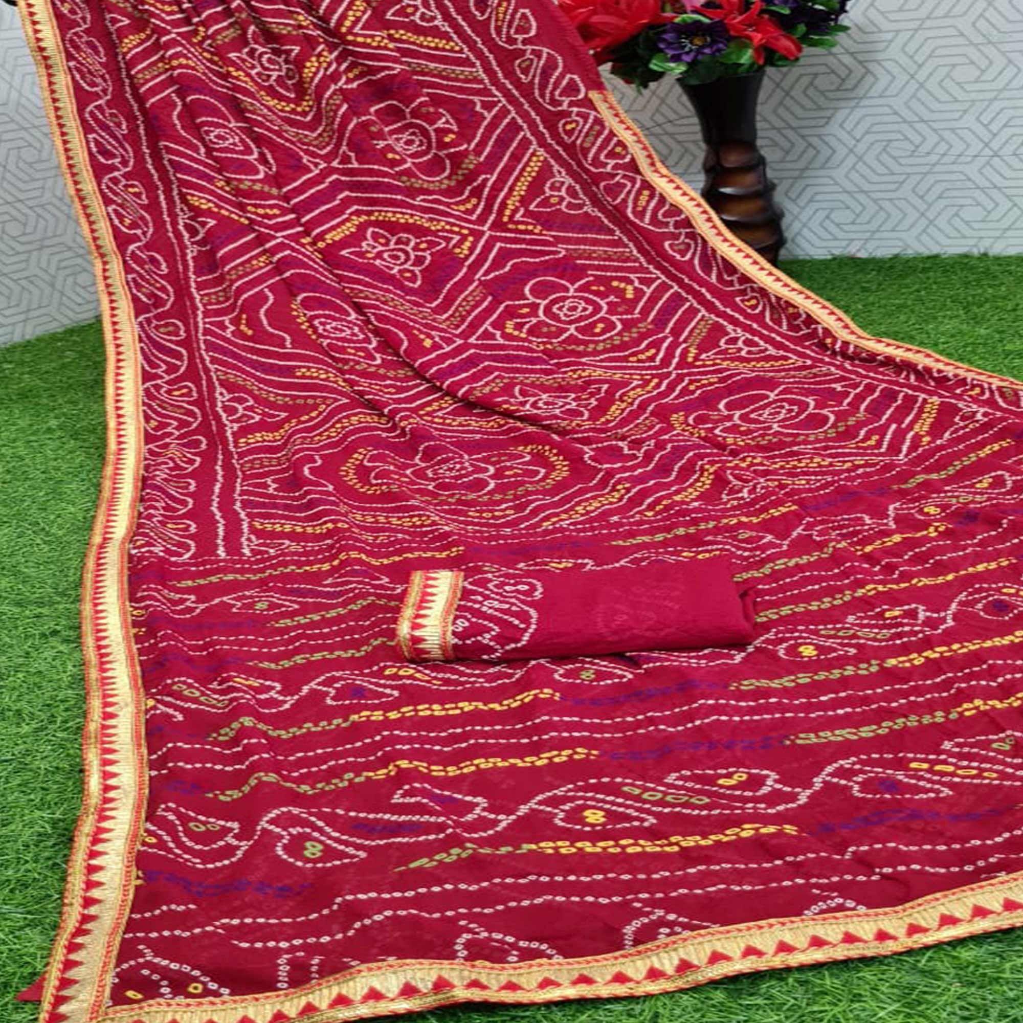 Blissful Pink Coloured Casual Wear Printed Moss Georgette Saree - Peachmode