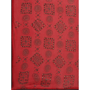 Blissful Red Colored Casual Wear Printed Chiffon Saree - Peachmode