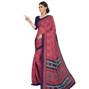 Blissful Red Colored Casual Wear Printed Georgette Saree - Peachmode