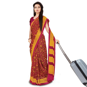 Blissful Red Colored Casual Wear Printed Georgette Saree - Peachmode