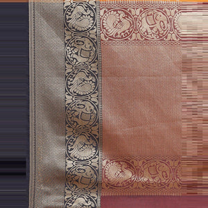 Blissta Festive Wear Orange Woven Design Banarasi Silk Saree - Peachmode