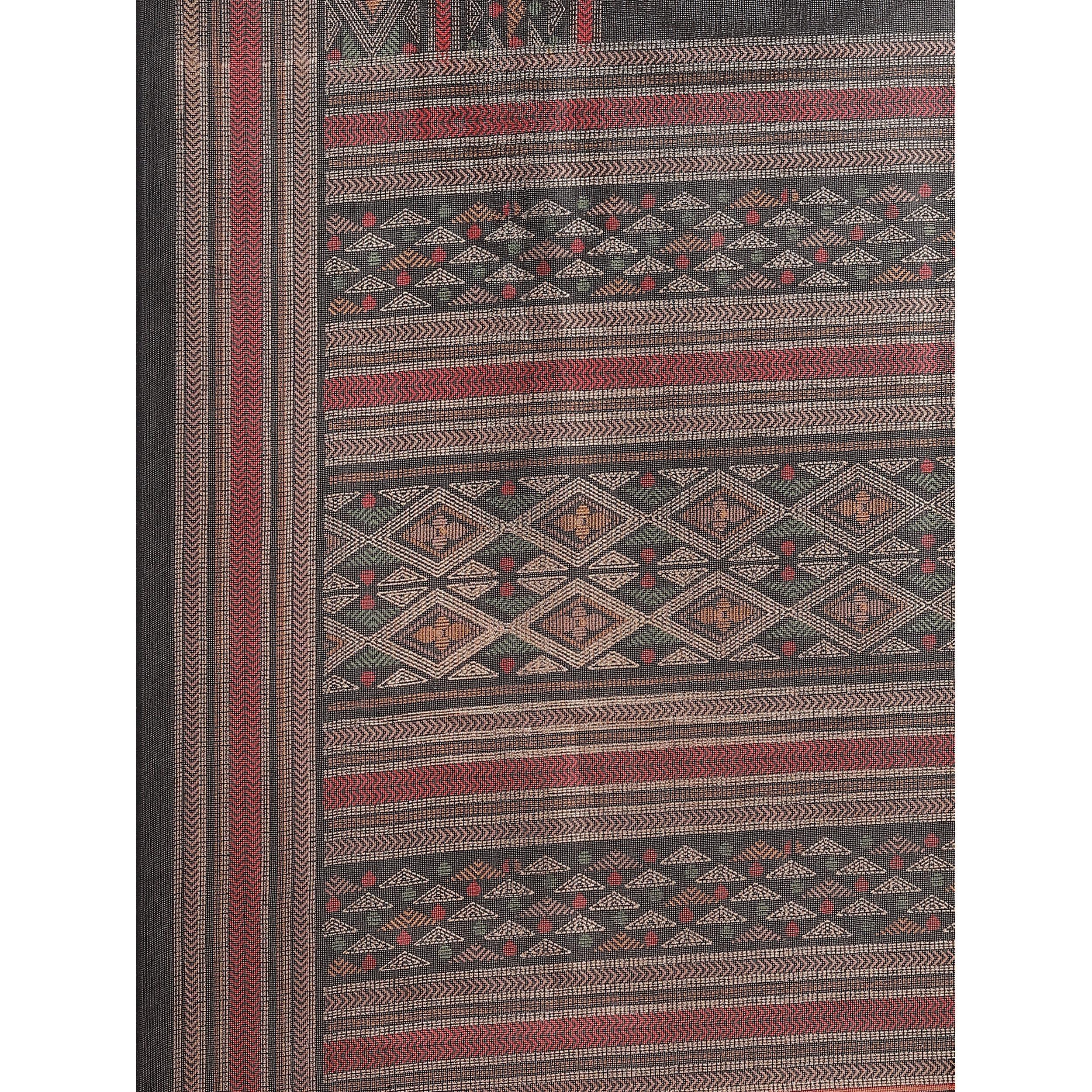 Blooming Black Colored Casual Wear Printed Jute Silk Saree - Peachmode