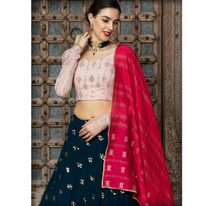 Blooming Blue Coloured Festive Wear Fancy Sequence Work Georgette Lehenga Choli - Peachmode