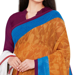 Blooming Mustard Yellow Colored Casual Wear Printed Georgette Saree - Peachmode