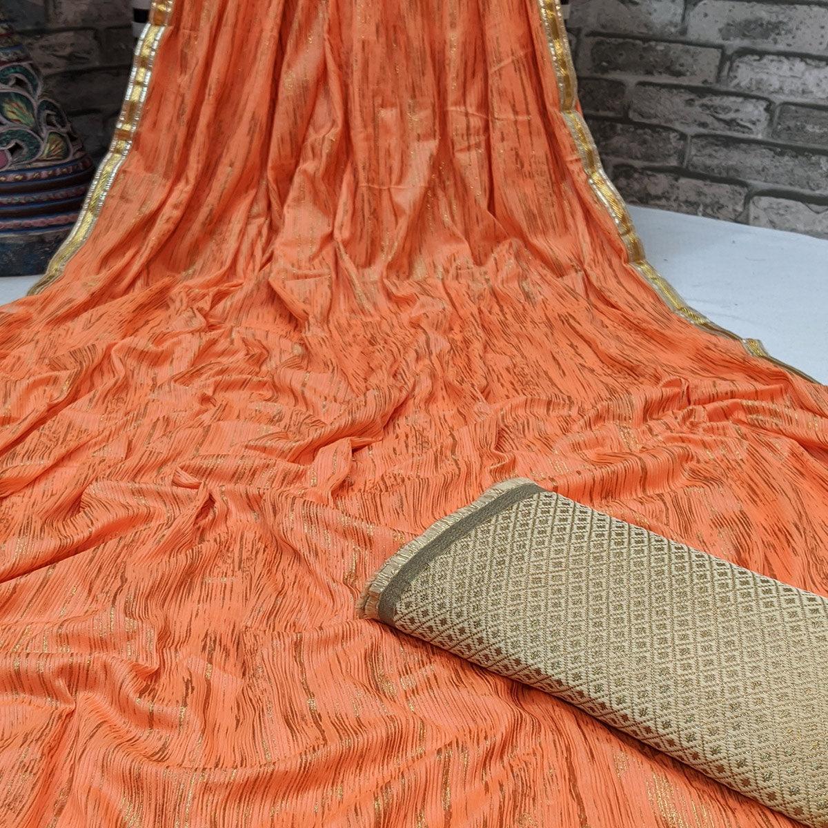 Blooming Orange Colored Partywear Art Silk Saree - Peachmode