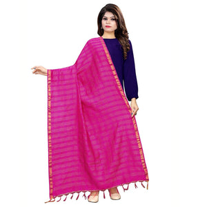 Blooming Pink Colored Festive Wear Cotton Silk Dupatta - Peachmode