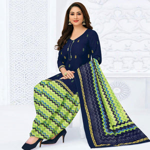 Blue And Pink Patiala Crepe Dress Material Pack Of 2 - Peachmode