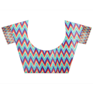 Blue Casual Wear Designer Hand Block Printed Cotton Linen Saree - Peachmode