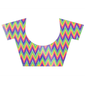 Blue Casual Wear Designer Hand Block Printed Cotton Linen Saree - Peachmode