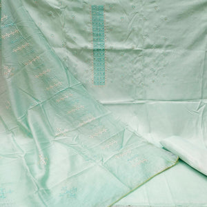 Blue Casual Wear Embroidered Jelly Silk Dress Material - Peachmode