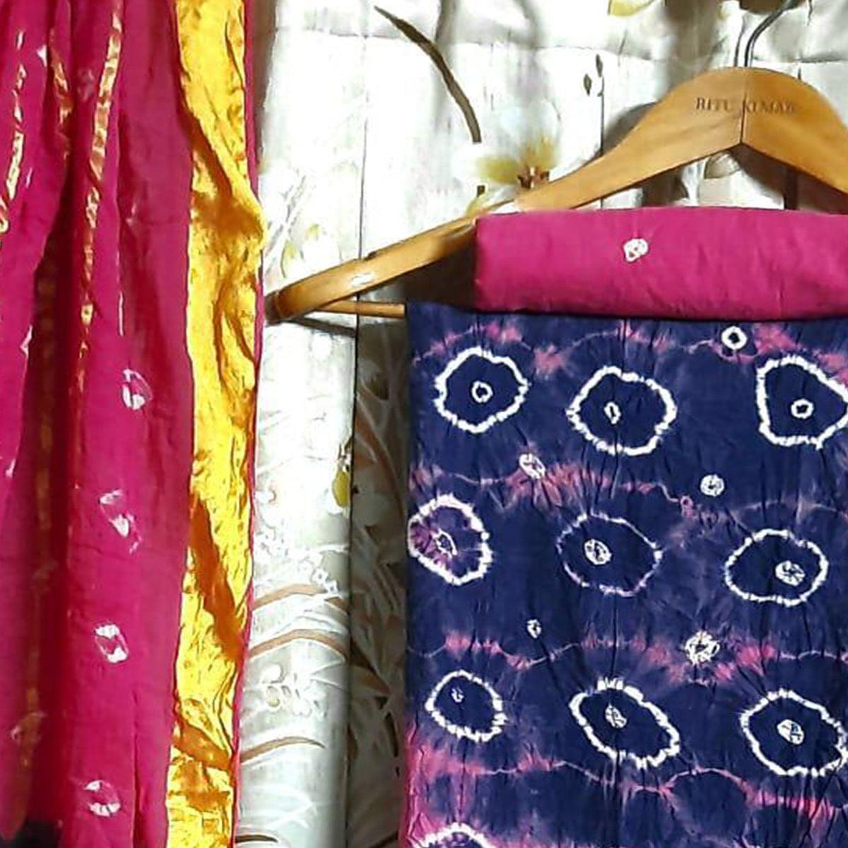 Blue Casual Wear Printed Pure Cotton Dress Material - Peachmode