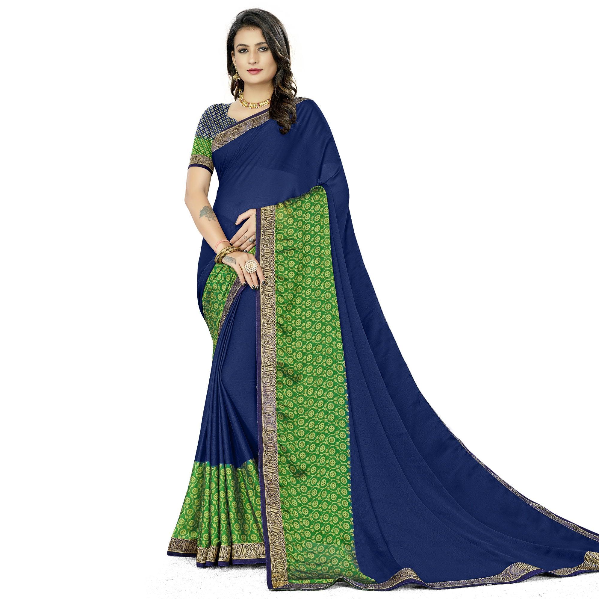 Blue Casual Wear Printed Rangoli Silk Saree - Peachmode