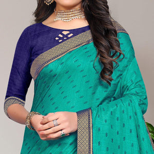 Blue Casual Wear Printed Vichitra Silk Saree - Peachmode