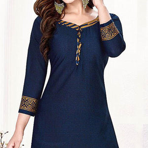 Blue Casual Wear Solid Crepe Patiala Dress Material - Peachmode