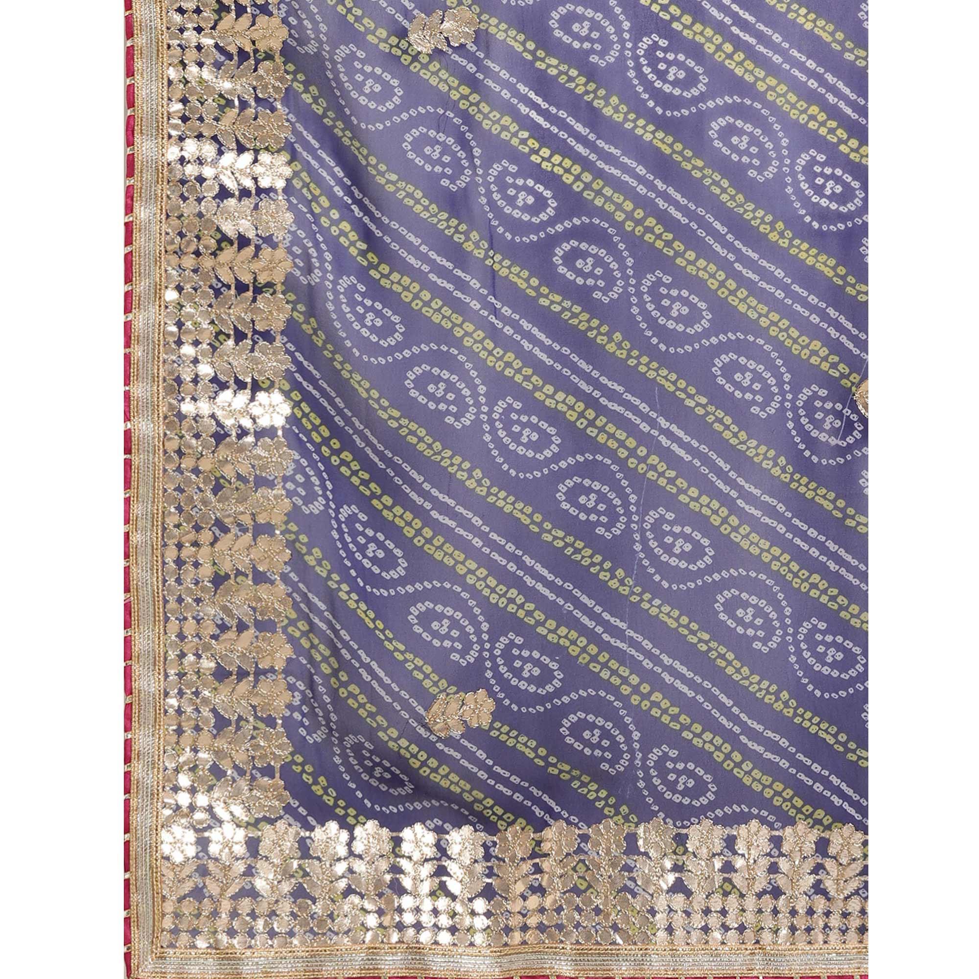 Blue Casual Wear  Stripes Printed Georgette Saree - Peachmode