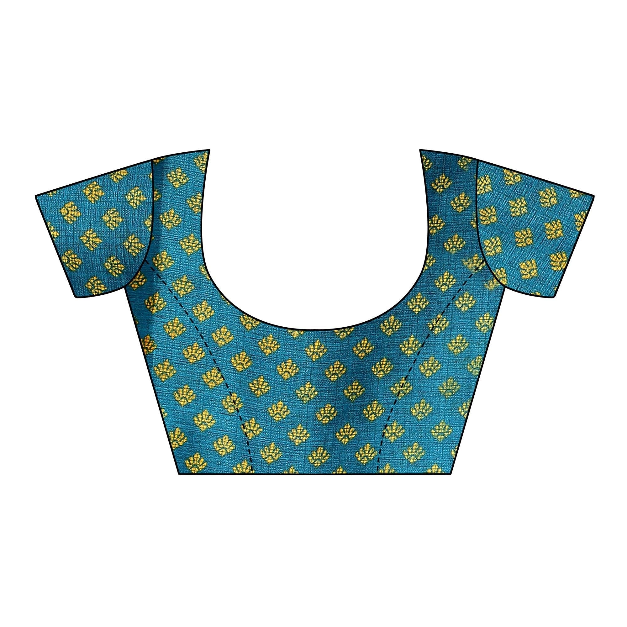 Blue Colored Festive Wear Printed Jute Saree - Peachmode