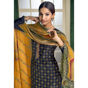 Blue Embroidered Heavy Faux Georgette Partywear Suit - Peachmode