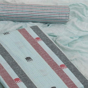 Blue Embroidered Pure Cotton Dress Material - Peachmode