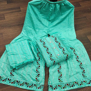 Blue Festive Wear Embroidery With Embellished Cotton Dress Material - Peachmode