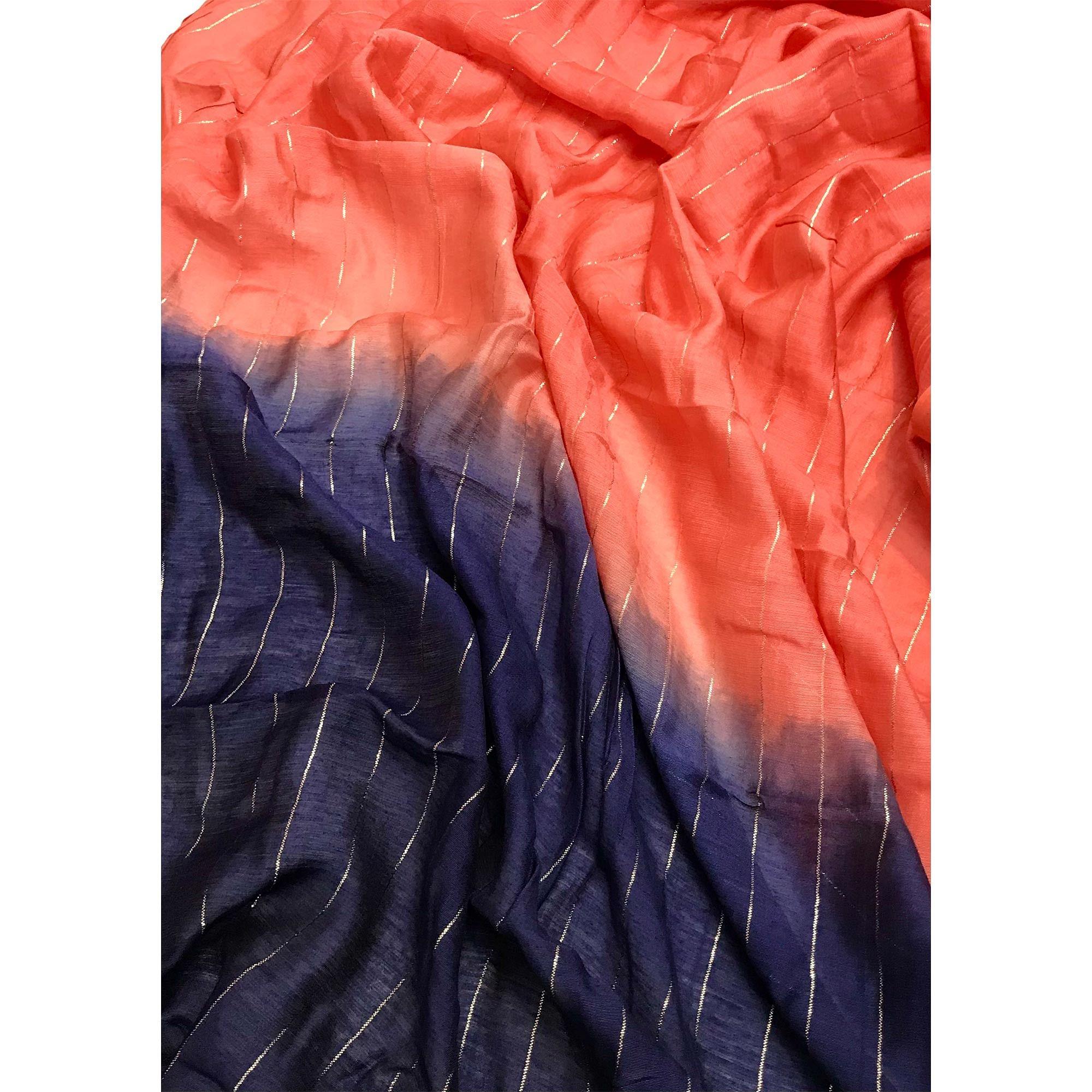 Blue Festive Wear Floral Embroidered Cotton Dress Material - Peachmode