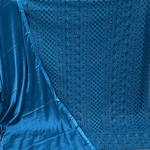 Blue Festive Wear Heavy Embroidered Georgette Dress Material - Peachmode